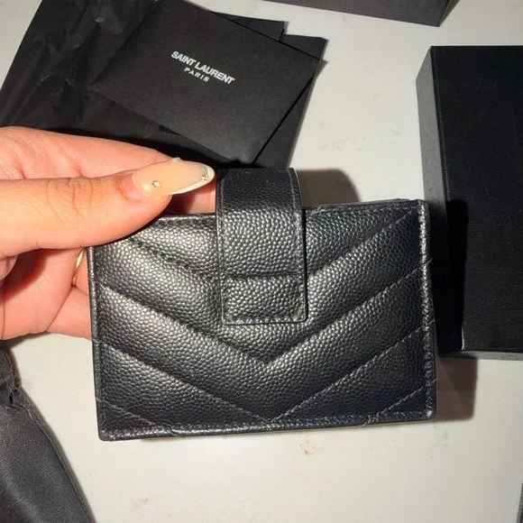 Saint Laurent Black Textured Leather Card Holder - Picture 3 of 7